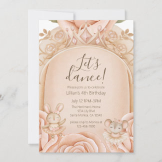 Ballet Princess Girls Fourth Birthday Invitation