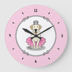 Ballet Princess Yellow Lab Labrador Retriever Dog Large Clock