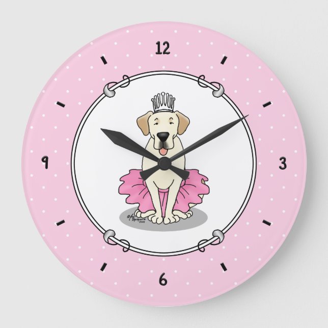 Ballet Princess Yellow Lab Labrador Retriever Dog Large Clock (Front)