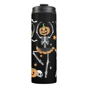 Ballet Pumpkin Skeleton Scary Halloween Thermal Tumbler