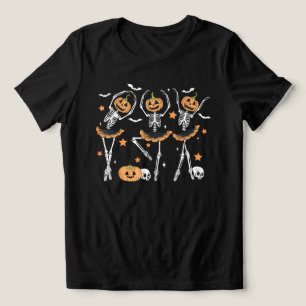 Ballet Pumpkin Skeleton Scary Halloween Tri-Blend Shirt