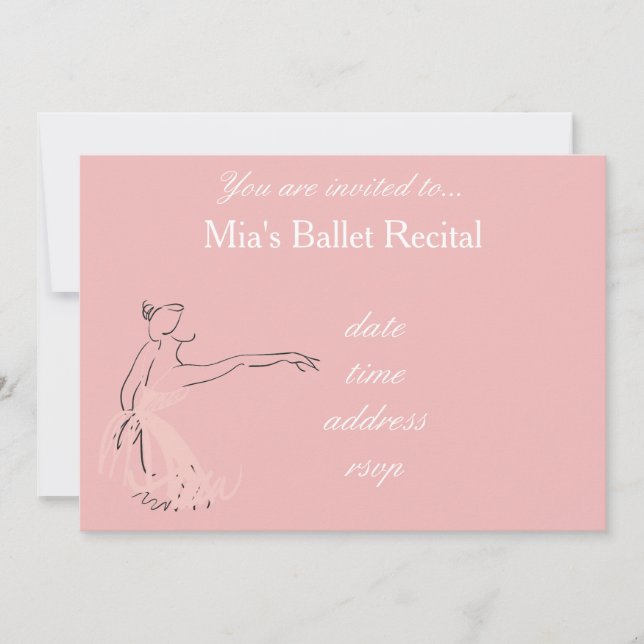 Ballet Recital concert pink ballerina Invitation (Front)