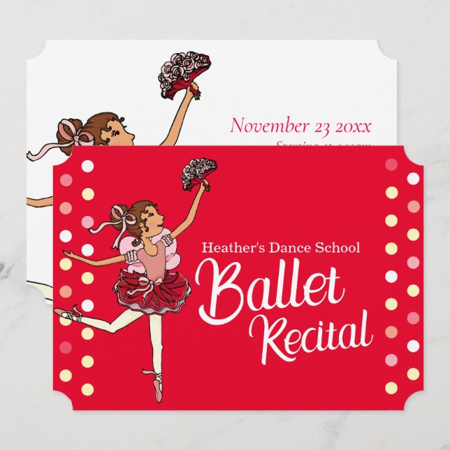 Ballet recital kids ballerina invitation (Front/Back)