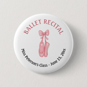 Ballet Recital Pink Shoes Party Favour 6 Cm Round Badge