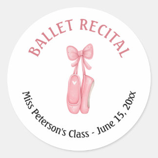 Ballet Recital Pink Shoes Party Favour Classic Round Sticker