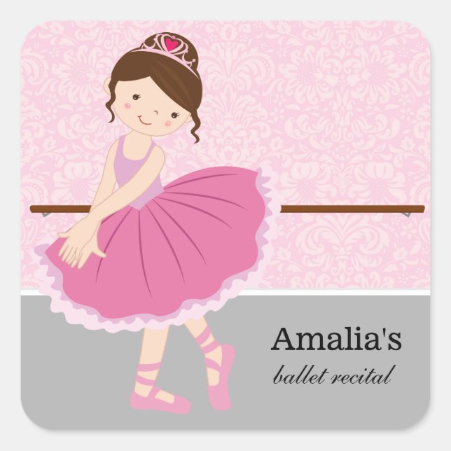 Ballet recital square sticker (Front)