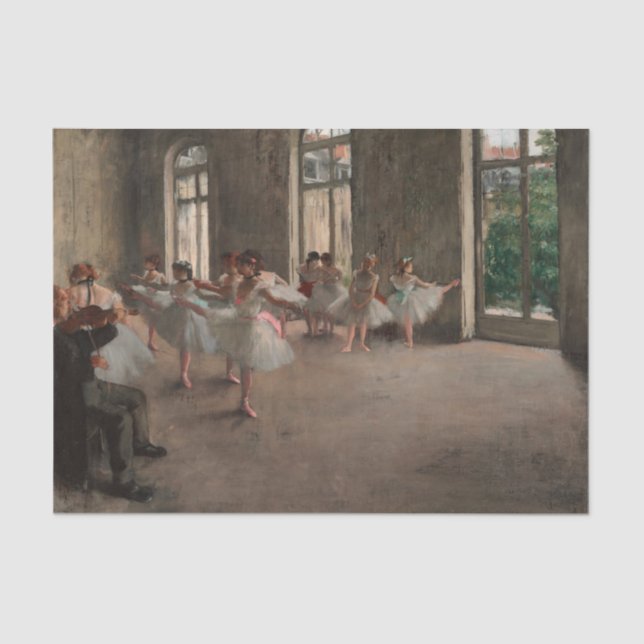 Ballet Rehearsal by Edgar Degas Tissue Paper (Front)
