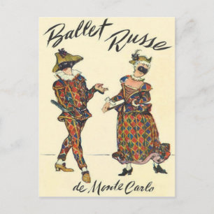 Ballet Russe Harlequin Dancers Postcard