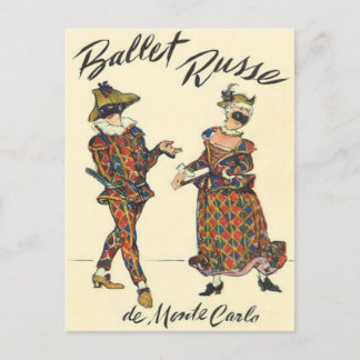 Ballet Russe Harlequin Dancers Postcard