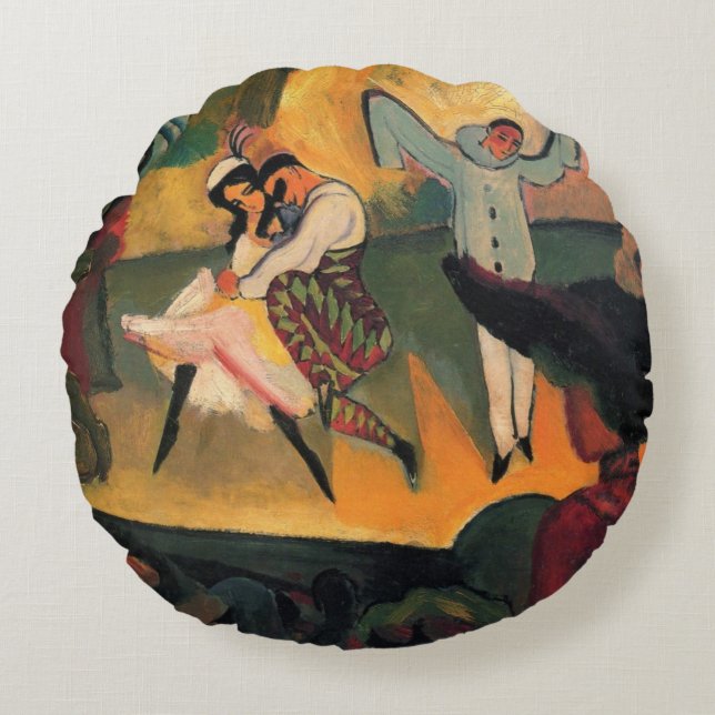 Ballet Russes, Russian Ballet by August Macke Round Cushion (Front)