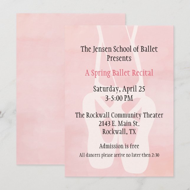 Ballet School Dance Recital Invitation (Front/Back)