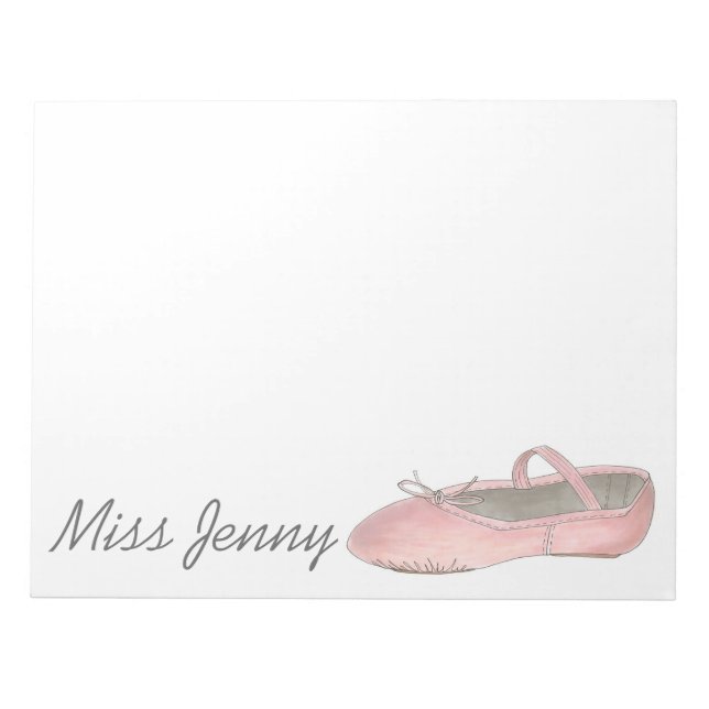 Ballet Shoe Personalised Dance Teacher Notepad (Front)