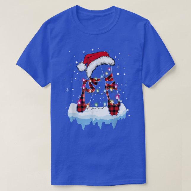 Ballet Shoes Christmas Lights Santa Ballerina Paja T-Shirt (Design Front)