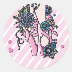 Ballet Shoes Classic Round Sticker