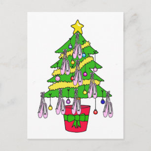Ballet Shoes Festive Christmas Tree Holiday Postcard