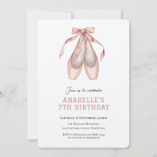 Ballet Shoes Girls 7th birthday Invitation