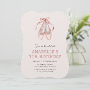 Ballet Shoes Girls Any age - 7th birthday Invitation