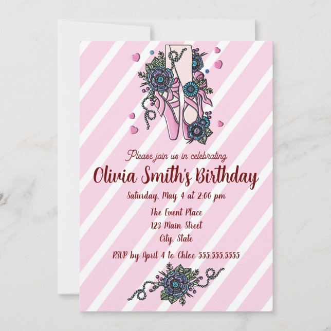 Ballet Shoes  Invitation (Front)