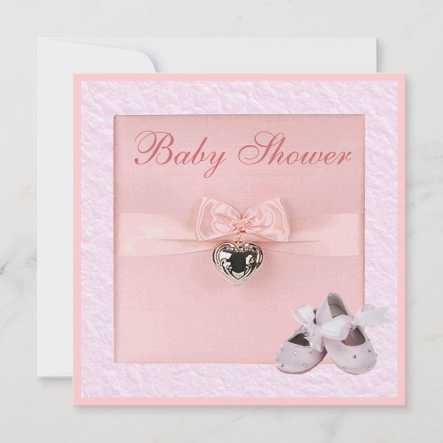 Ballet Shoes & Locket Girls Pink Baby Shower Invitation (Front)