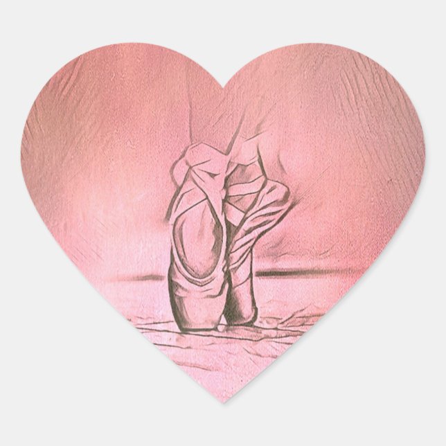 Ballet Shoes on Pointe Pink Heart Sticker (Front)