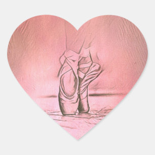 Ballet Shoes on Pointe Pink Heart Sticker