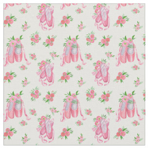 Ballet Shoes Pink Ballerina Pattern Fabric