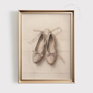 Ballet Shoes Print, Vintage PRINTABLE Art, Balleri Poster