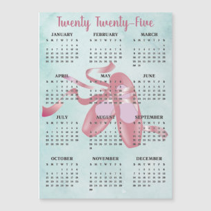Ballet Shoes Slippers 2025 Calendar Magnetic Card