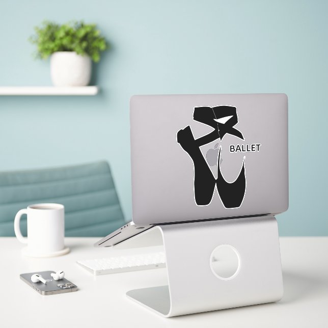 Ballet Shoes Slippers Design Square Vinyl Sticker (Laptop On Desk)