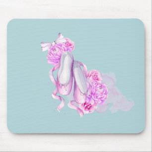 Ballet Shoes with Fancy Peonies and Bow Mouse Mat