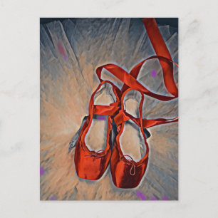 Ballet shoes with purple brush strokes  postcard