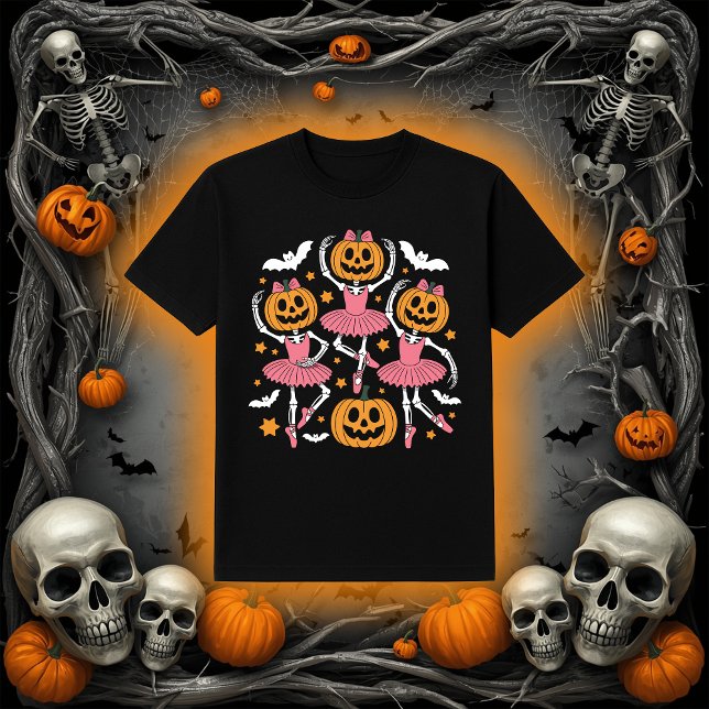 Ballet Skeleton Pumpkin | Pink Tutu Dance T-Shirt (Creator Uploaded)