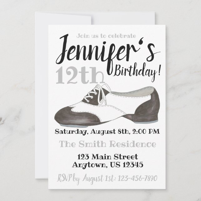 Ballet Slipper Dance Shoe Birthday Party Recital Invitation (Front)