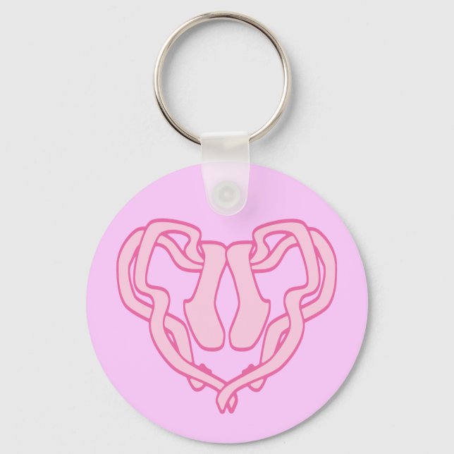 Ballet Slipper Heart Key Ring (Front)