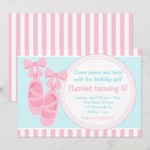 Ballet Slippers Ballerina Birthday Party Invitation