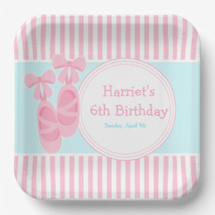 Ballet Slippers Ballerina Birthday Party Paper Plate