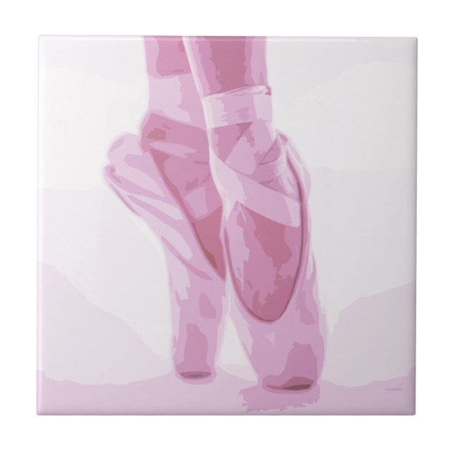 Ballet Slippers Dancer Ballerina Dance Shoes Pink  Tile (Front)