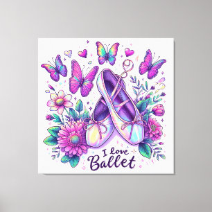 Ballet Slippers, Flowers, Hearts and Butterflies Canvas Print