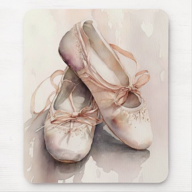 Ballet Slippers Generative Content Watercolor Mouse Mat (Front)
