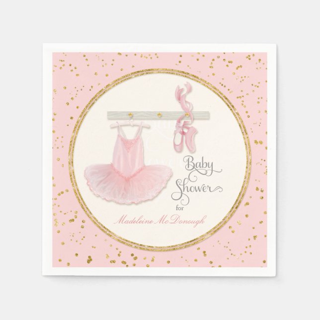 Ballet Slippers n Tutu Little Girl Baby Shower Napkin (Front)