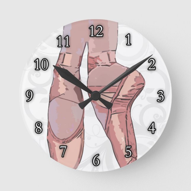 Ballet Slippers Toe Shoes Round Clock (Front)