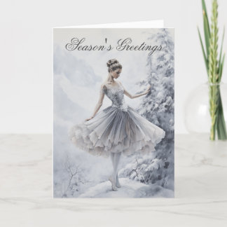 Ballet Snow Queen Snowflake Ballerina Christmas Holiday Card