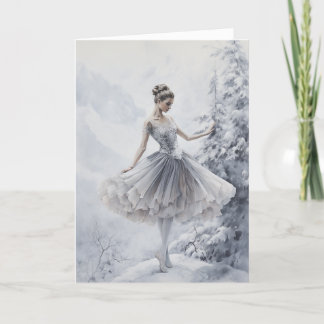 Ballet Snow Queen Snowflake Ballerina Christmas Holiday Card