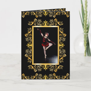 Ballet Stylish Elegant Gold Embellished Card