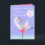 Ballet swan granddaughter belated 5th birthday card<br><div class="desc">Watercolor whimsy swan personalized name and age birthday card. Personalize with your own name and age, reads To our beautiful granddaughter Felicia 5 and message inside reads we hope you have a wonderful day! Pretty shades of pink, aqua blue, and white. Other matching dancing ballerina swan items available. An original...</div>