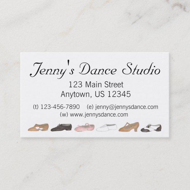 Ballet Tap Jazz Lyrical Acro Dance Teacher Studio Business Card (Front)