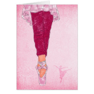 Ballet Theme in Pink and Rose Dancer Note Cards