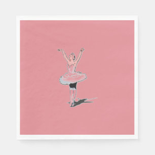 Ballet Theme Pink Ballerina Girl Birthday Napkin