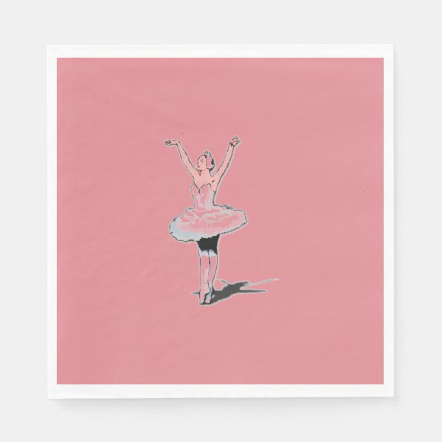 Ballet Theme Pink Ballerina Girl Birthday Napkin (Front)