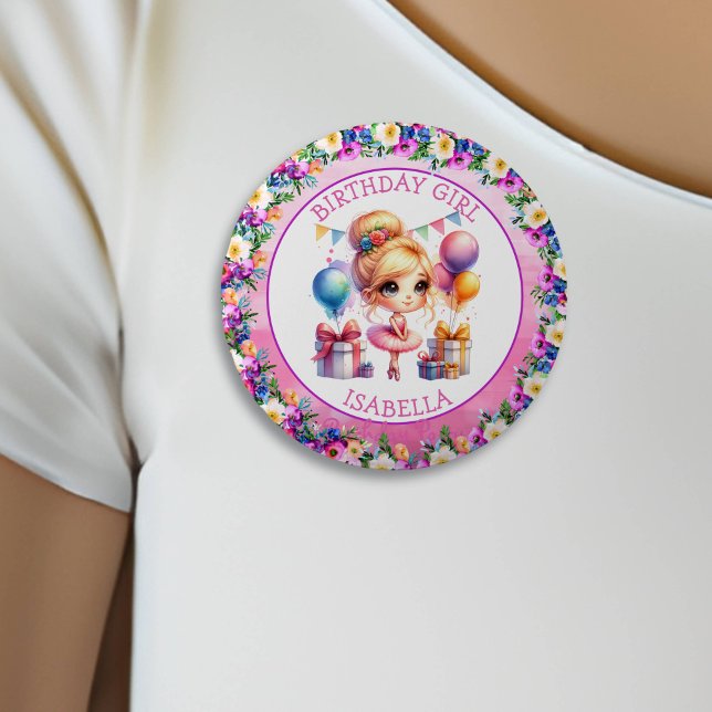 Ballet Themed Girl's Birthday Party 6 Cm Round Badge (Creator Uploaded)